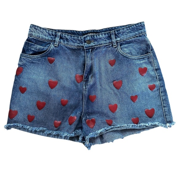Sassafras Pants - Sassafras Heart-Print Denim Shorts – Women’s L